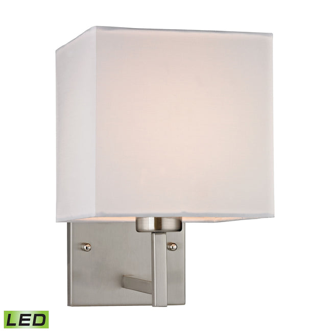 ELK Lighting 17160/1-LED - Davis 7" Wide 1-Light Wall Lamp in Brushed Nickel with White Fabric Shade
