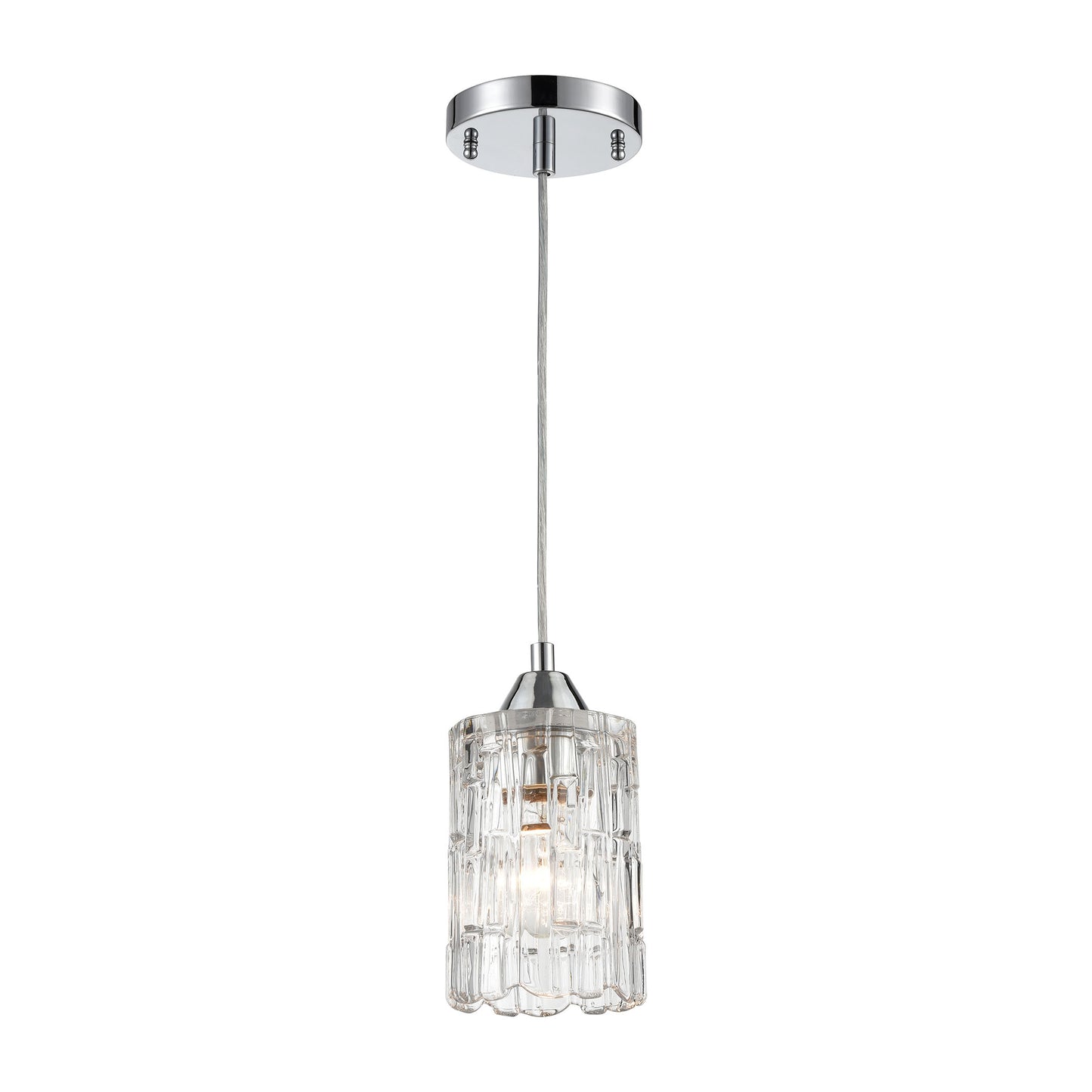 ELK Lighting 17414/1 - Ezra 5" Wide 1-Light Mini Pendant in Polished Chrome with Textured Clear Crys