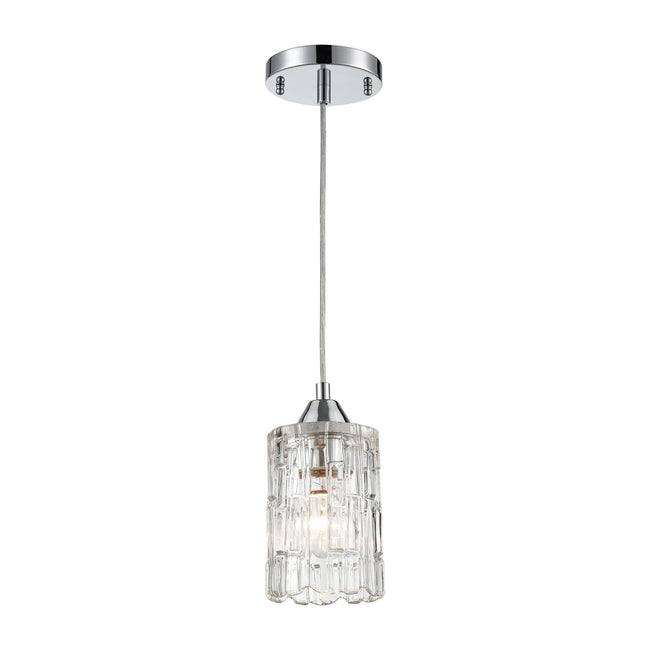 ELK Lighting 17414/1 - Ezra 5" Wide 1-Light Mini Pendant in Polished Chrome with Textured Clear Crys