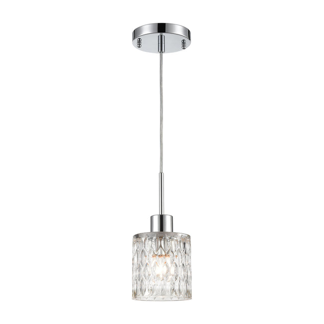 ELK Lighting 17424/1 - Ezra 5" Wide 1-Light Mini Pendant in Polished Chrome with Textured Clear Crys