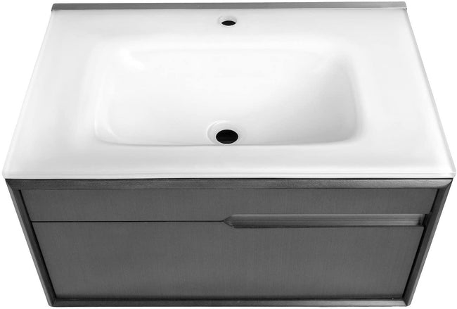 Wallmount Vanity With Glass Countertop