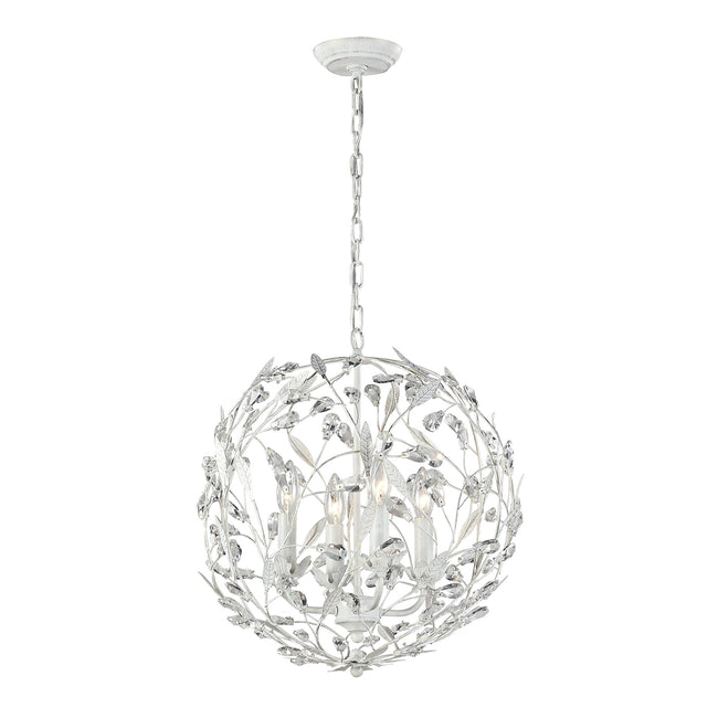 ELK Lighting 18124/4 - Circeo 19" 4-Light Chandelier in Antique White with Crystal