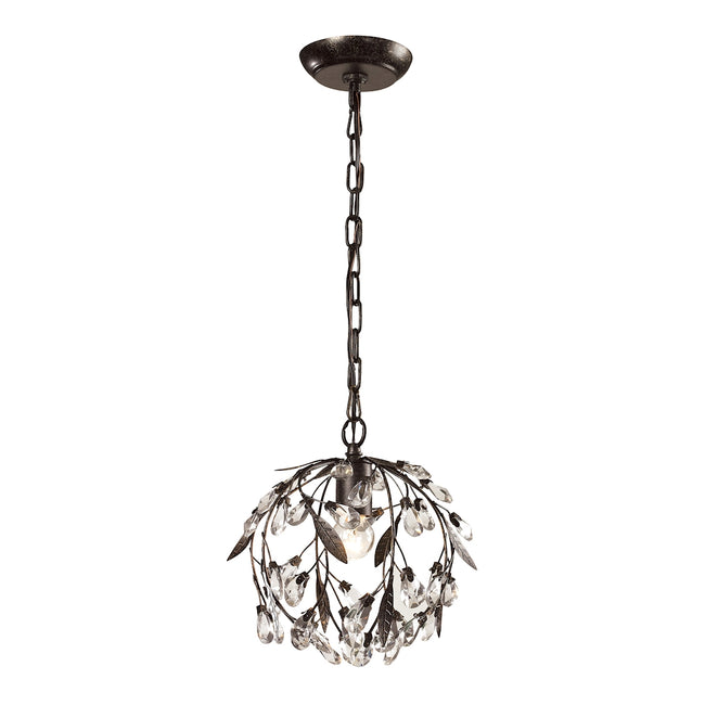 ELK Lighting 18133/1 - Circeo 10" Wide 1-Light Mini Pendant in Deep Rust with Crystal and Off-white