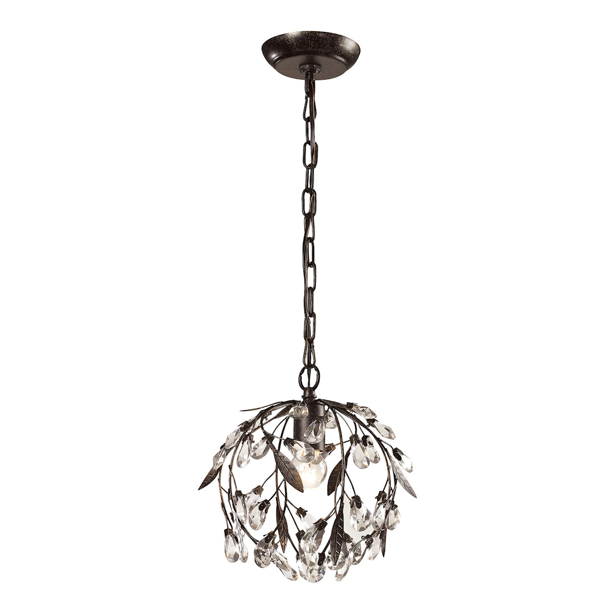 ELK Lighting 18133/1 - Circeo 10" Wide 1-Light Mini Pendant in Deep Rust with Crystal and Off-white