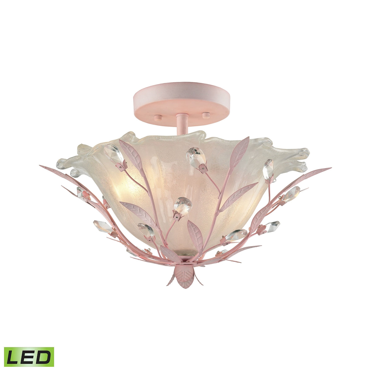 ELK Lighting 18151/2-LED - Circeo 17" Wide 2-Light Semi Flush in Light Pink with Frosted Hand-formed