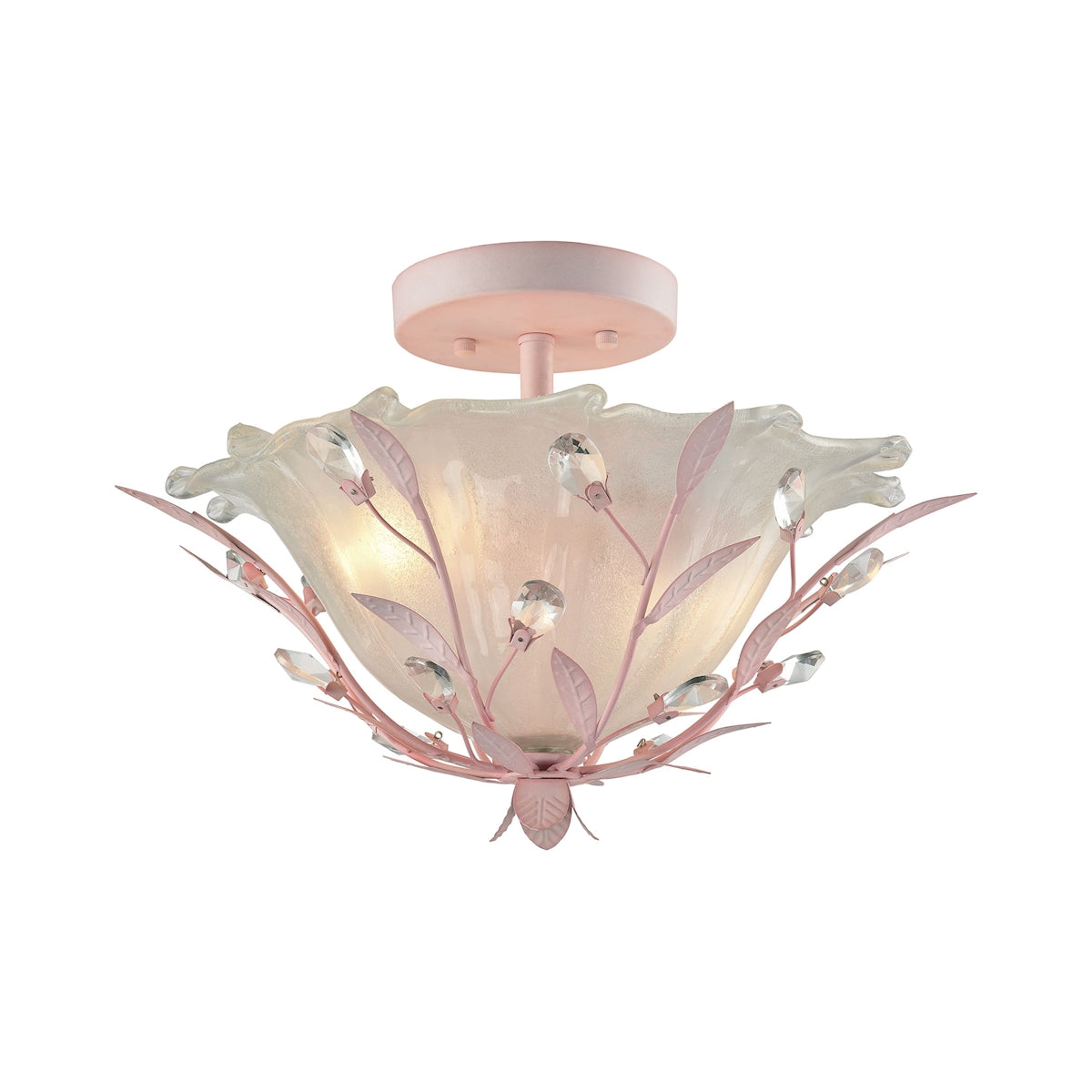 ELK Lighting 18151/2 - Circeo 17" Wide 2-Light Semi Flush in Light Pink with Frosted Hand-formed Gla