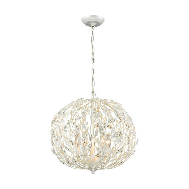 ELK Lighting 18185/5 - Trella 18" Wide 5-Light Chandelier in Pearl White with Clear Crystal and Open