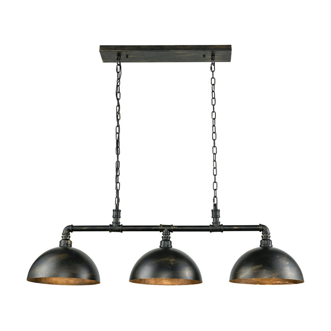 ELK Lighting 18256/3 - Mulvaney 49" Wide 3-Light Island Light in Black and Brushed Gold Accents with