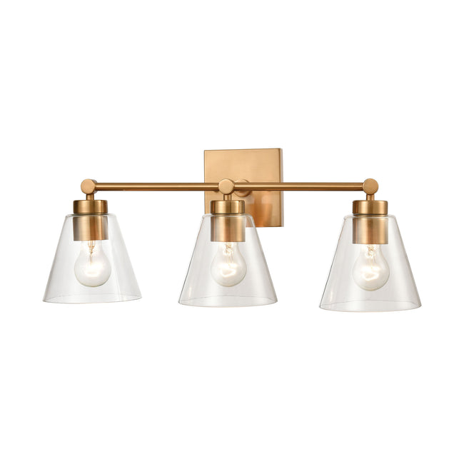 ELK Lighting 18334/3 - East Point 24" Wide 3-Light Vanity Light in Satin Brass with Clear Glass