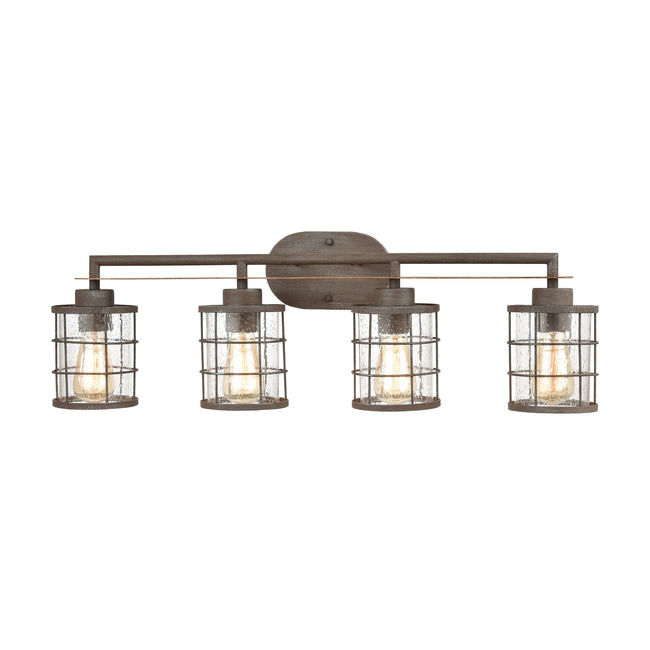 ELK Lighting 18366/4 - Gilbert 33"Wide 4-Light Vanity Light in Rusted Coffee and Light Wood with See