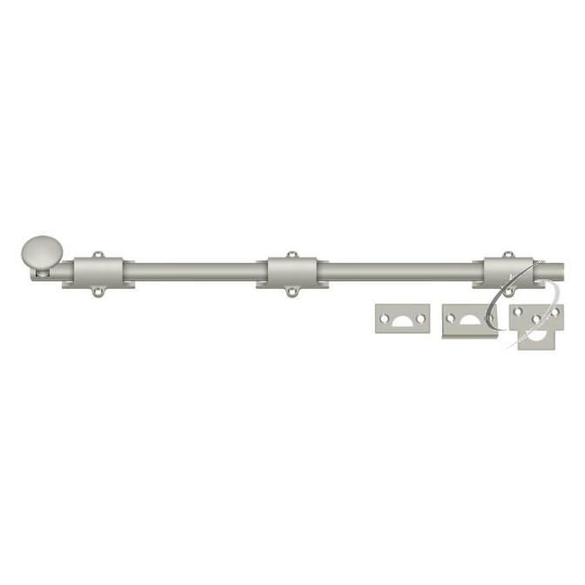 18SB15 18" Surface Bolt; Heavy Duty; Satin Nickel Finish
