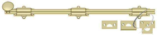 18SB3-UNL 18" Surface Bolt; Heavy Duty; Unlacquered Bright Brass Finish