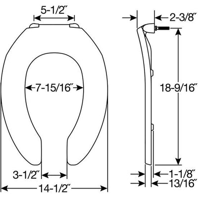 Bemis 500EC-346 Toilet Seat - Dimensions - Dimensions