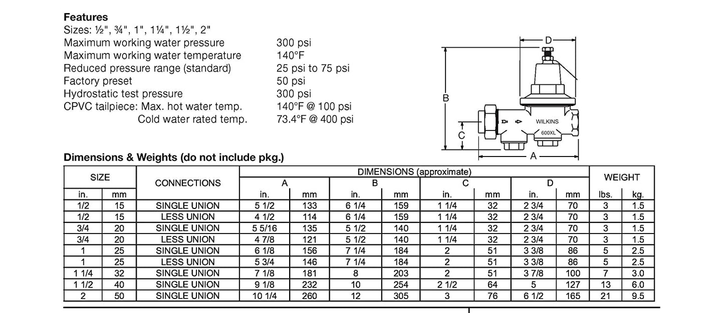 2-600XL - 2" 600XL Pressure Reducing Valve