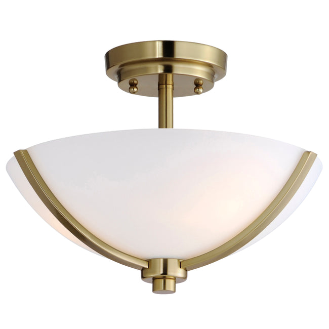 20031SWSBR - Deven 14" Semi Flush Mount Ceiling Light - Satin Brass