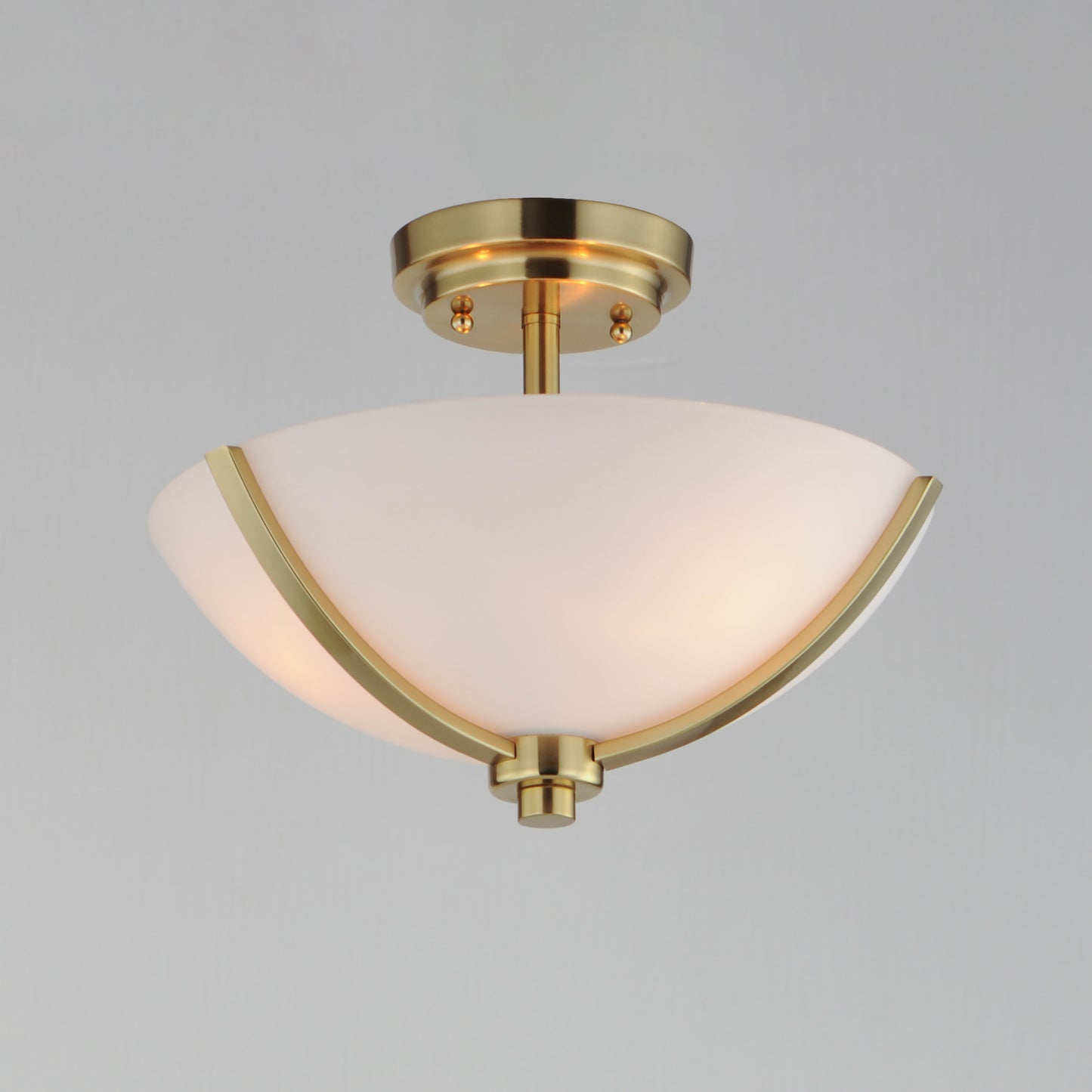 20031SWSBR - Deven 14" Semi Flush Mount Ceiling Light - Satin Brass