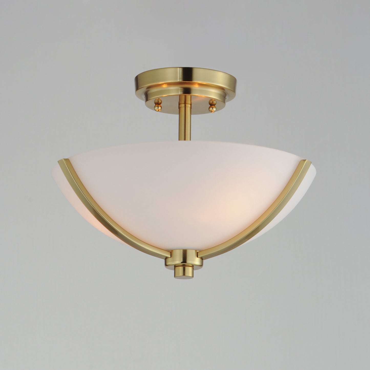 20031SWSBR - Deven 14" Semi Flush Mount Ceiling Light - Satin Brass