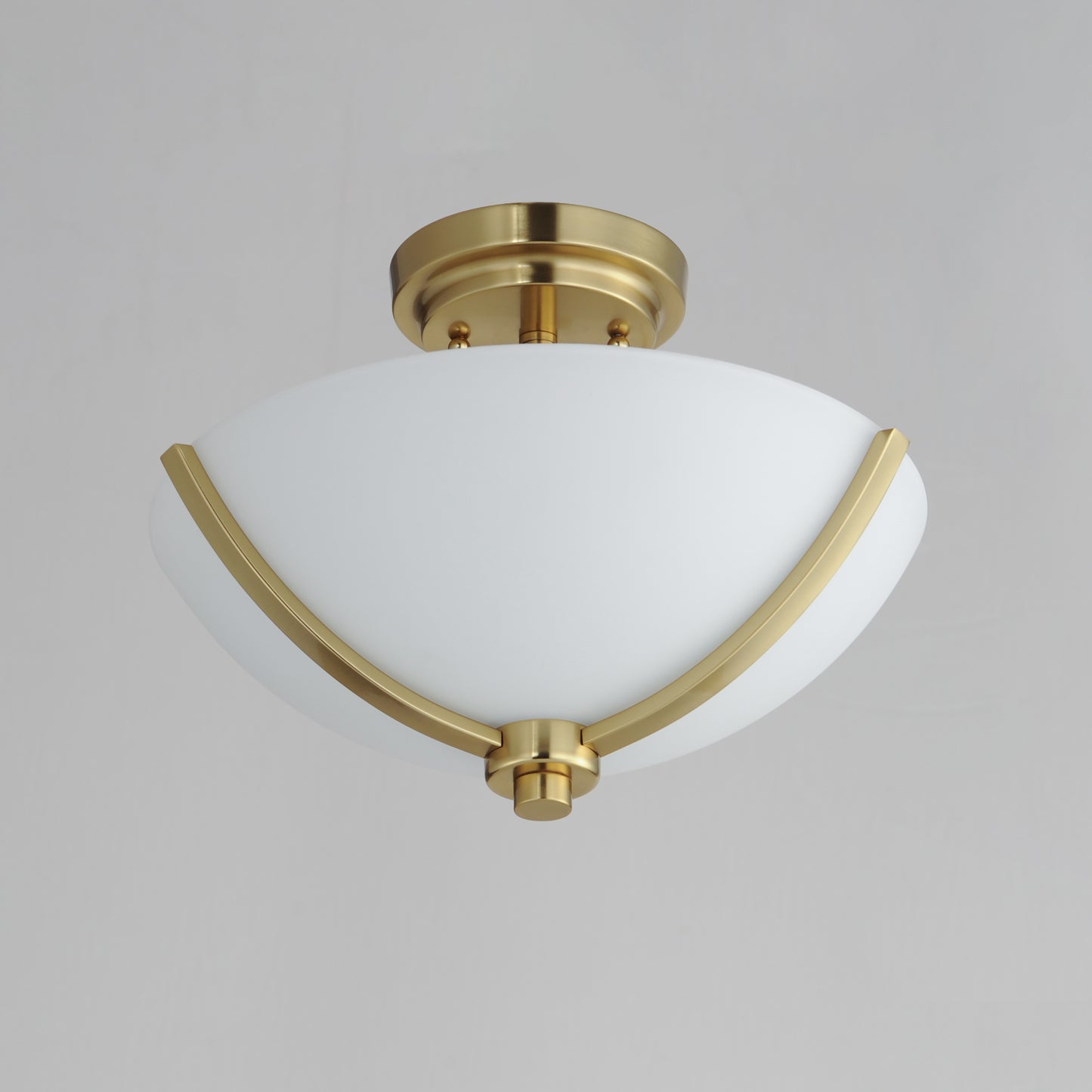 20031SWSBR - Deven 14" Semi Flush Mount Ceiling Light - Satin Brass