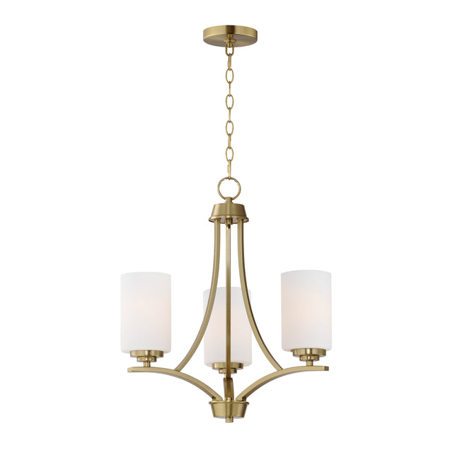 20033SWSBR - 3 Light Deven 18" Chandelier - Satin Brass