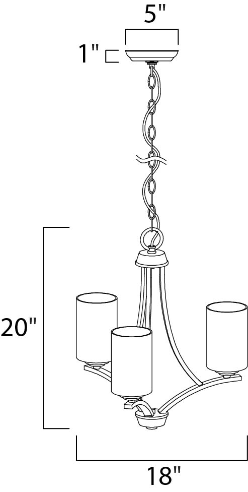 20033SWSBR - 3 Light Deven 18" Chandelier - Satin Brass