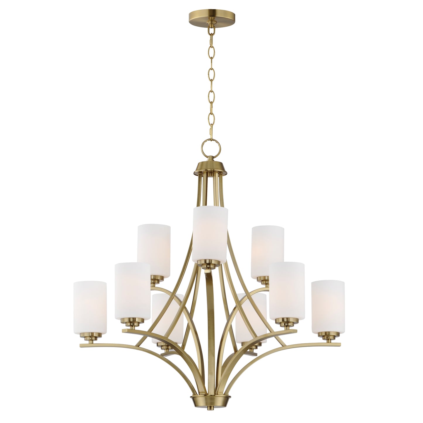 20036SWSBR - 9 Light Deven 32" Chandelier - Satin Brass