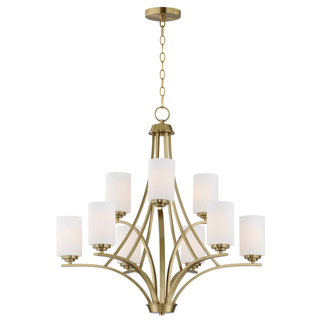 20036SWSBR - 9 Light Deven 32" Chandelier - Satin Brass