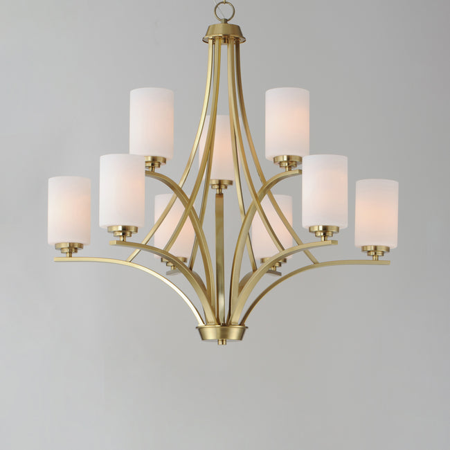 20036SWSBR - 9 Light Deven 32" Chandelier - Satin Brass