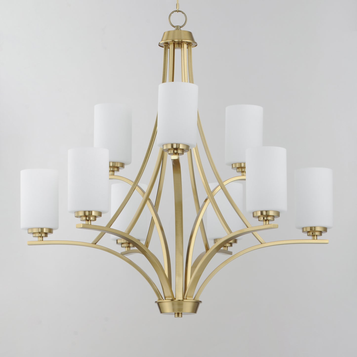 20036SWSBR - 9 Light Deven 32" Chandelier - Satin Brass