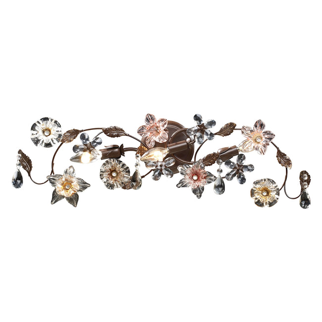 ELK Lighting 20075/3 - Cristallo Fiore 30" Wide 3-Light Vanity Light in Deep Rust with Clear and Amb