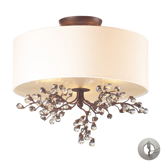 ELK Lighting 20089/3-LA - Winterberry 16" Wide 3-Light Semi Flush in Antique Darkwood with Shade and
