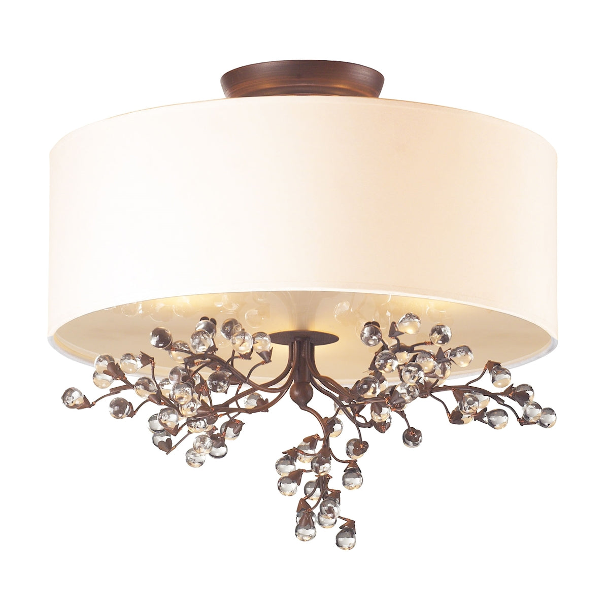 ELK Lighting 20089/3 - Winterberry 16" Wide3-Light Semi Flush in Antique Darkwood with Shade and Gla