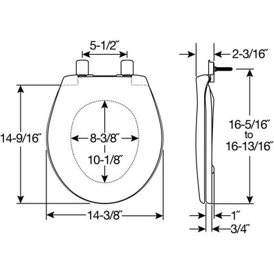 Bemis 200E4-000 Toilet Seat - Dimensions
