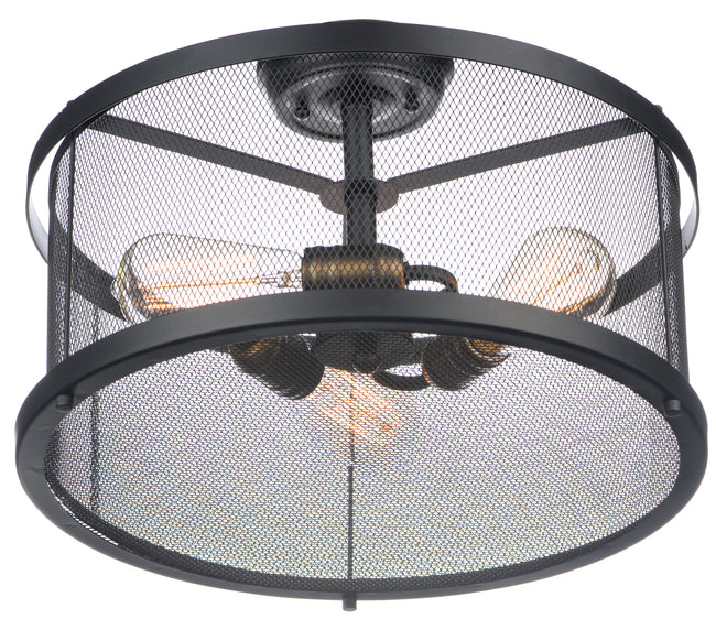 20110BKNAB/BUI - Palladium 17" Semi Flush Mount Ceiling Light - Black / Natural Aged Brass