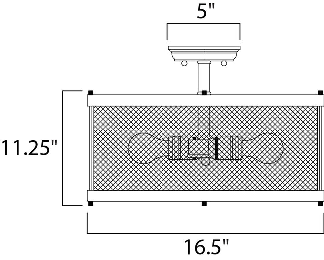20110BKNAB/BUI - Palladium 17" Semi Flush Mount Ceiling Light - Black / Natural Aged Brass