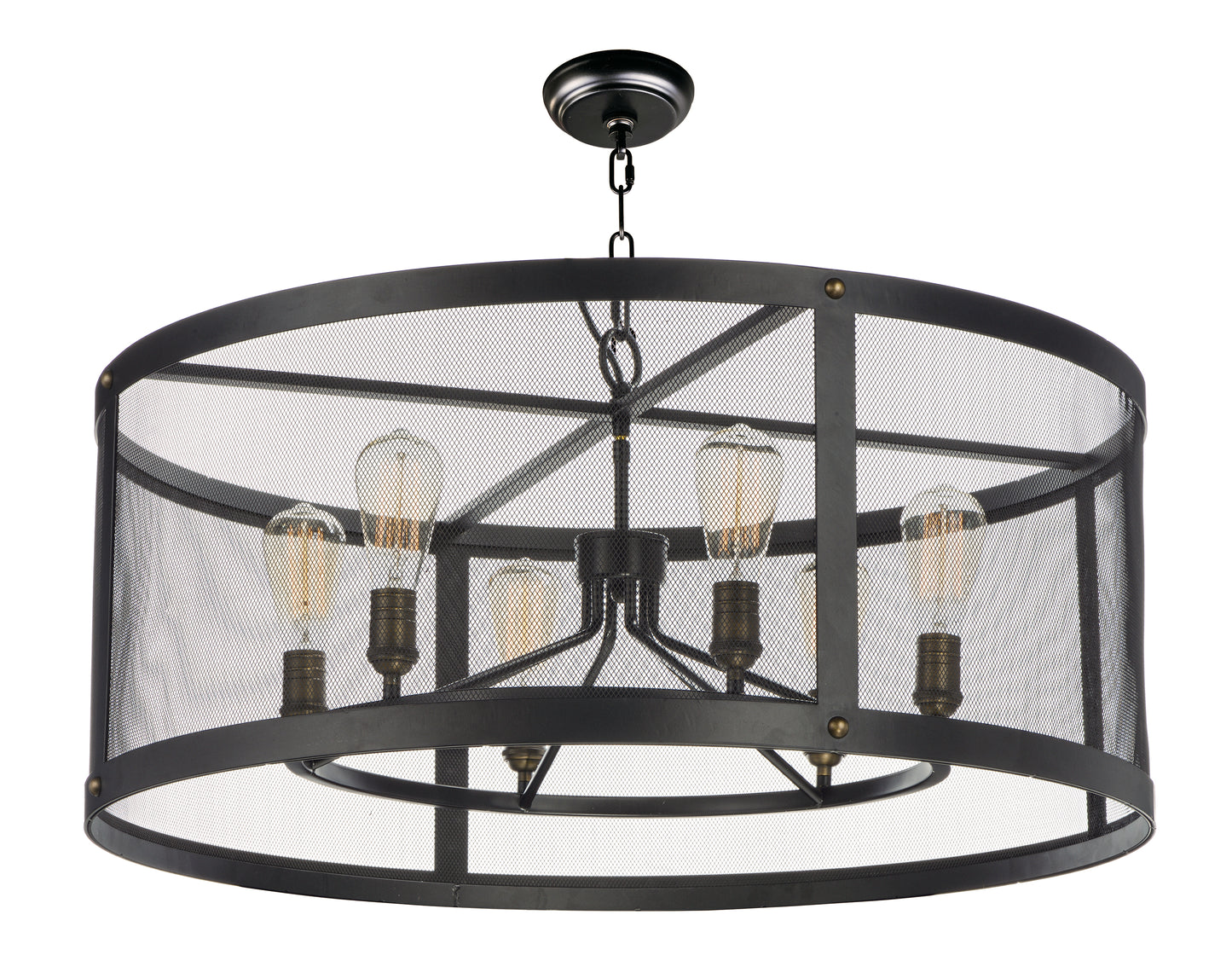 20114BKNAB/BUI - 6 Light Palladium 32" Chandelier - Black / Natural Aged Brass