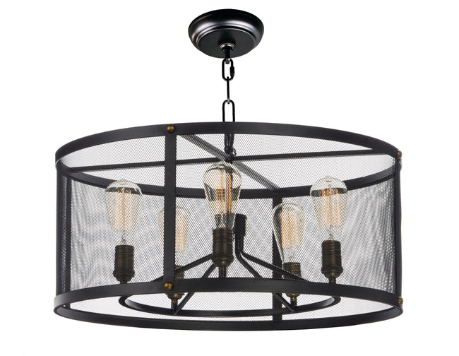 20115BKNAB/BUI - 5 Light Palladium 24" Chandelier - Black / Natural Aged Brass