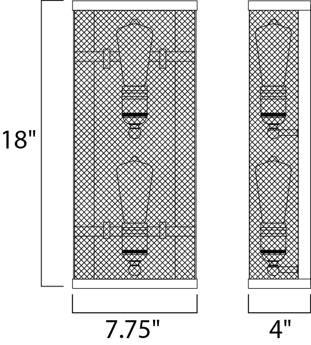 20119BKNAB/BUI - 2 Light Palladium 7.75" Wall Sconce - Black / Natural Aged Brass
