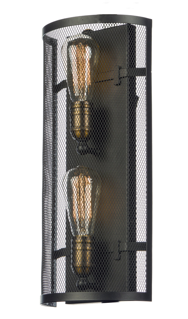 20119BKNAB/BUI - 2 Light Palladium 7.75" Wall Sconce - Black / Natural Aged Brass