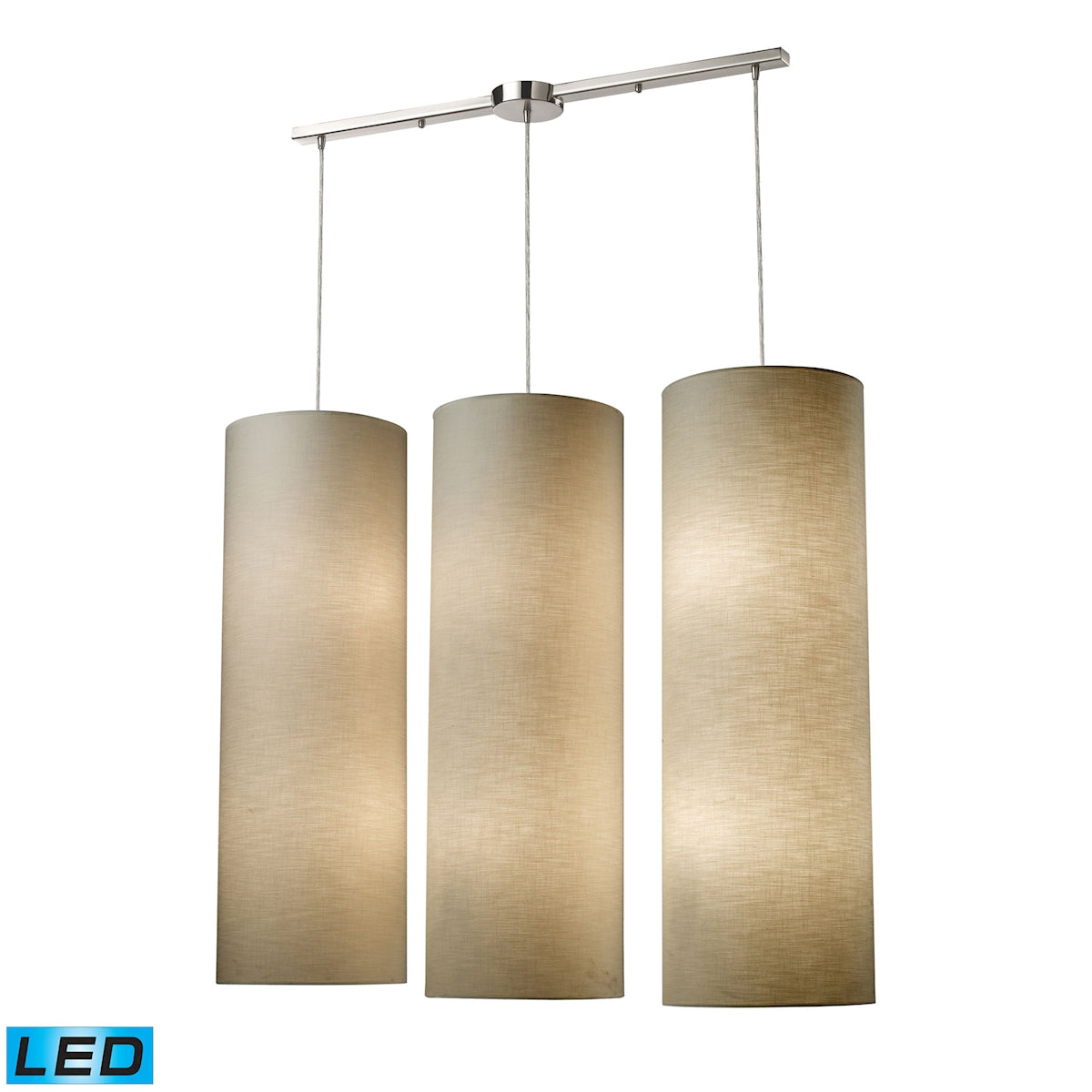 ELK Lighting 20160/12L-LED - Fabric Cylinders 12" Wide 12-Light Linear Pendant Fixture in Satin Nick