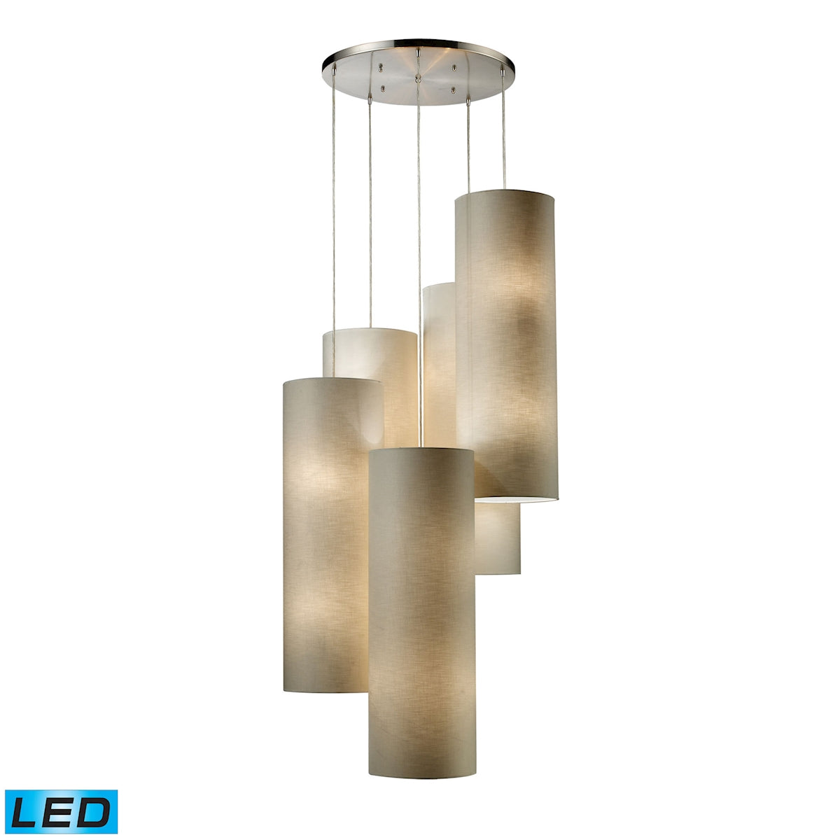 ELK Lighting 20160/20R-LED - Fabric Cylinders 33" Wide 20-Light Chandelier in Satin Nickel with 5 Sh