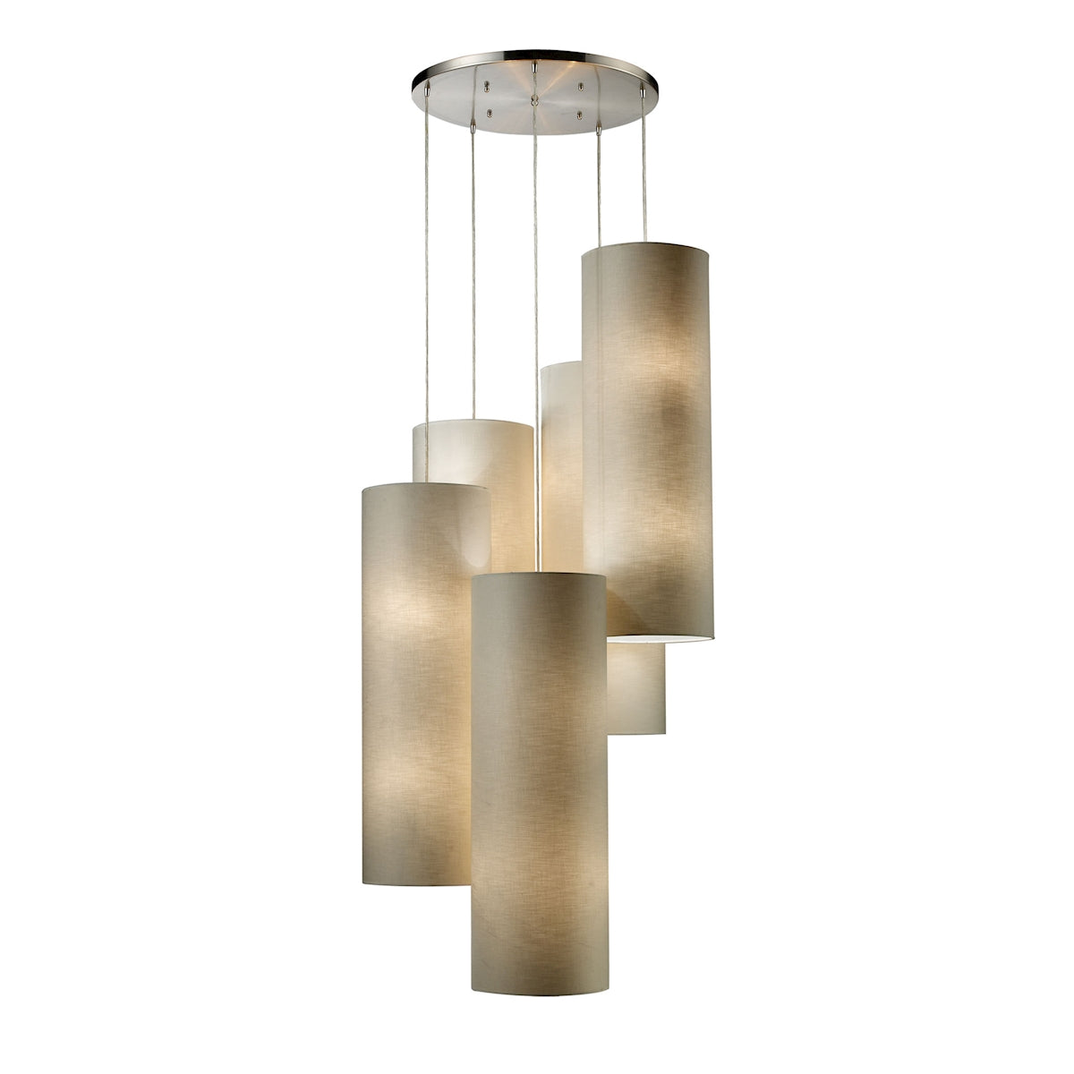 ELK Lighting 20160/20R - Fabric Cylinders 33" Wide 20-Light Chandelier in Satin Nickel with 5 Shades