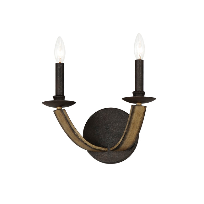20341DWAR - 2 Light Basque 12" Wall Sconce - Driftwood/Anthracite