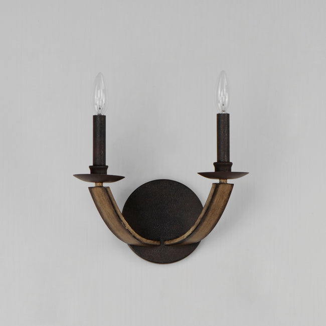 20341DWAR - 2 Light Basque 12" Wall Sconce - Driftwood/Anthracite