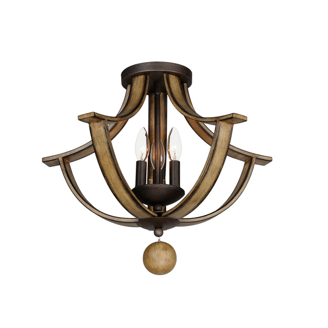 20343DWAR - Basque 20" Semi Flush Mount Ceiling Light - Driftwood/Anthracite