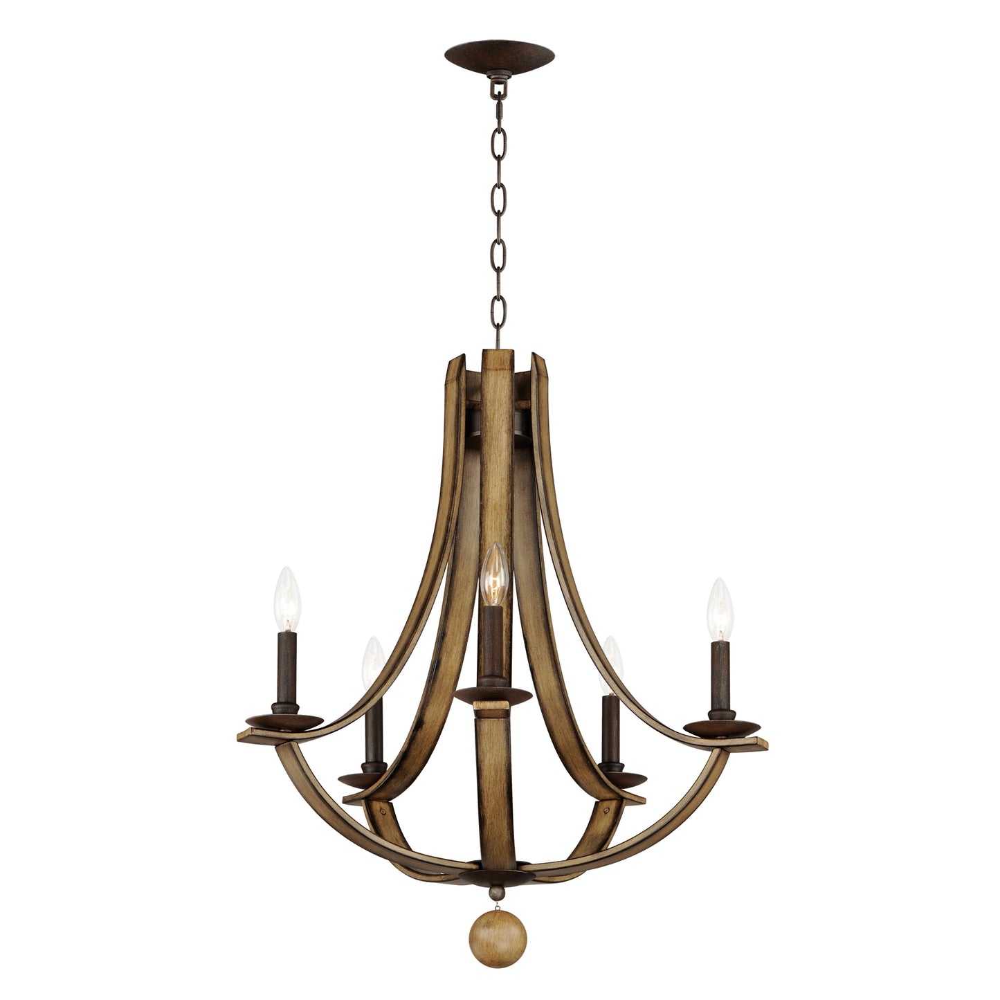 20345DWAR - 5 Light Basque 26" Chandelier - Driftwood/Anthracite