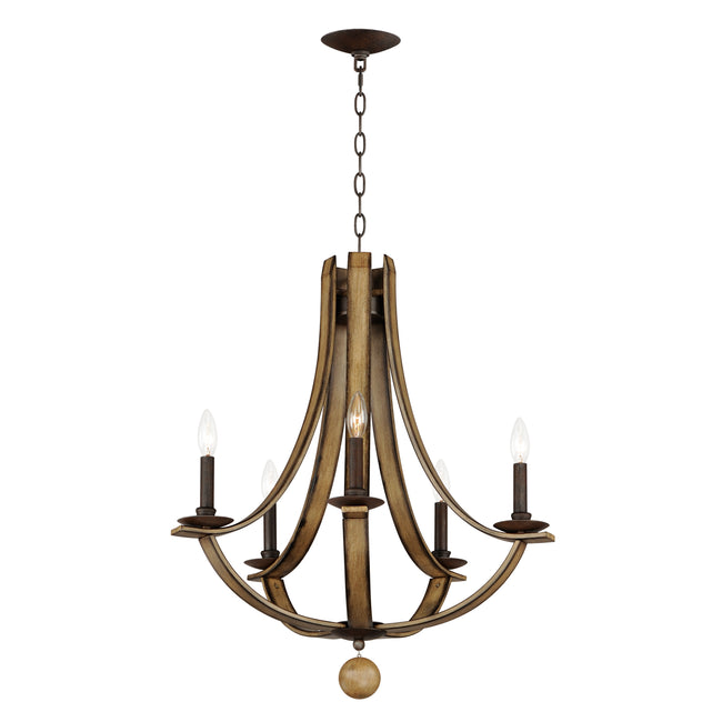 20345DWAR - 5 Light Basque 26" Chandelier - Driftwood/Anthracite