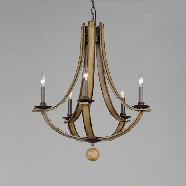 20345DWAR - 5 Light Basque 26" Chandelier - Driftwood/Anthracite