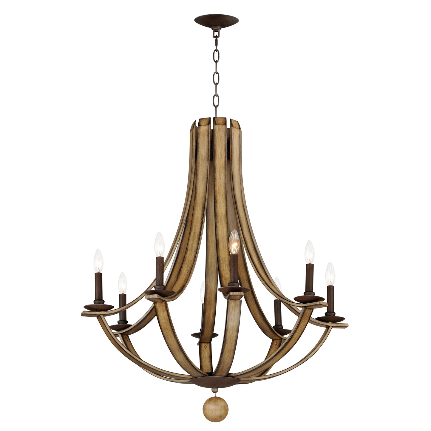 20348DWAR - 8 Light Basque 32" Chandelier - Driftwood/Anthracite