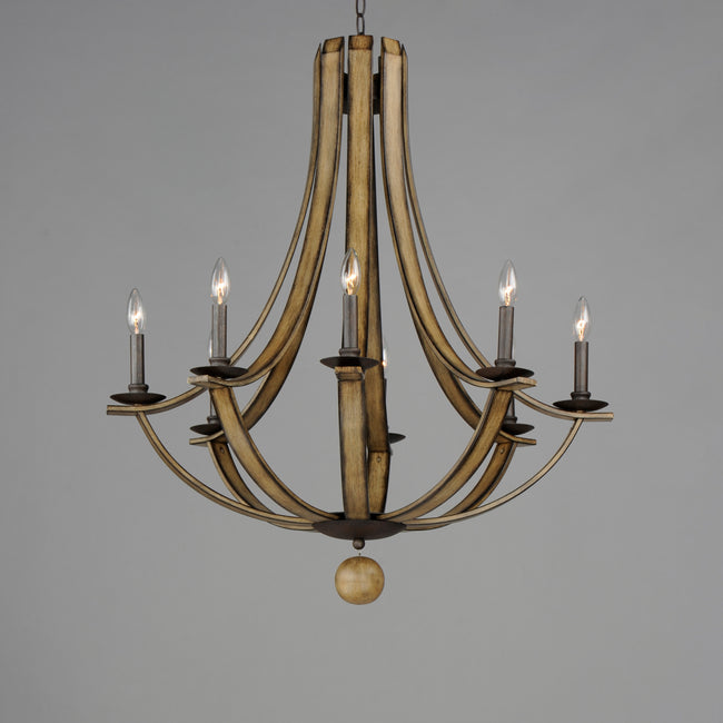 20348DWAR - 8 Light Basque 32" Chandelier - Driftwood/Anthracite