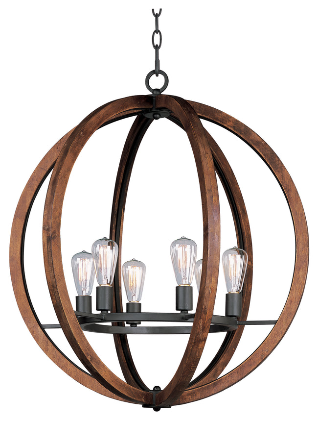 20918APAR/BUI - 6 Light Bodega Bay 30" Chandelier - Anthracite